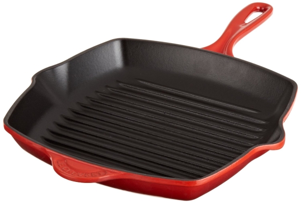 Skillet 10.25" Square Grill Enameled Cast Iron, Cerise