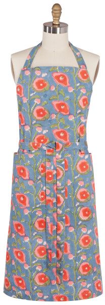 Apron, Block Print Poppy