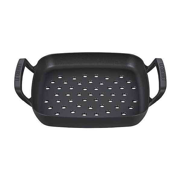 Alpine Outdoor Matte Black Enamel Cast Iron 12" Sq. Grill Basket