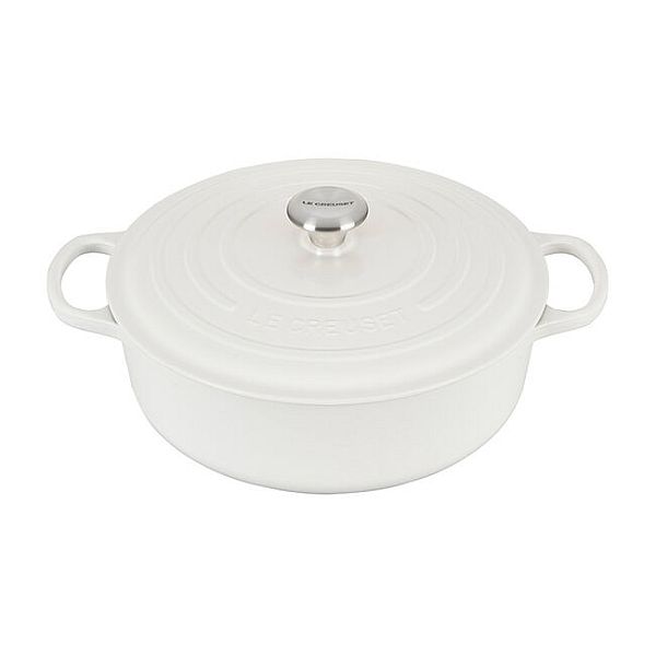 Round Wide Dutch Oven 6.75qt Enameled Cast Iron White