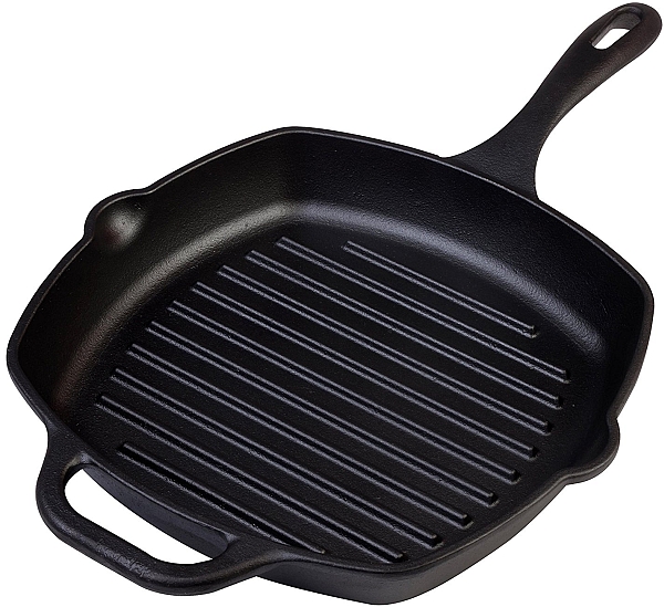 Cast Iron Grill Pan Square Pre-Seasoned 10