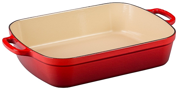 Roaster 5.25qt. Rectangular Enameled Cast Iron, Cerise