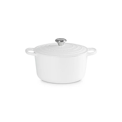 Round Deep Oven 6.5qt Enameled Cast Iron, White