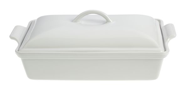 Heritage 4qt. Rectangular Covered Casserole, White