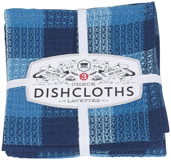Dishcloths, Indigo Check Set of 3