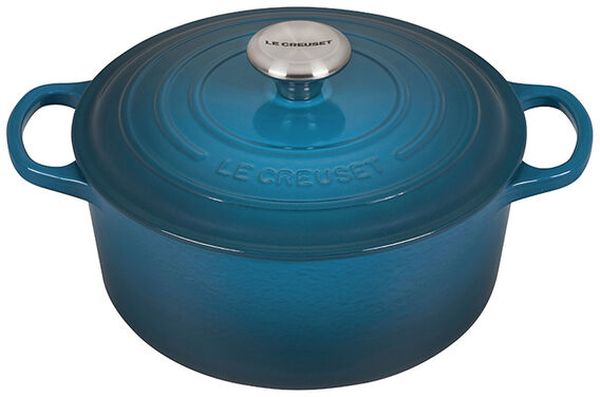 Round Dutch Oven 5.5qt. Enameled Cast Iron, Teal