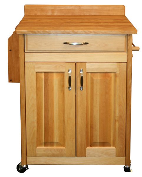 Cart Butcher Block W/ Raised Panel Doors and Backsplash