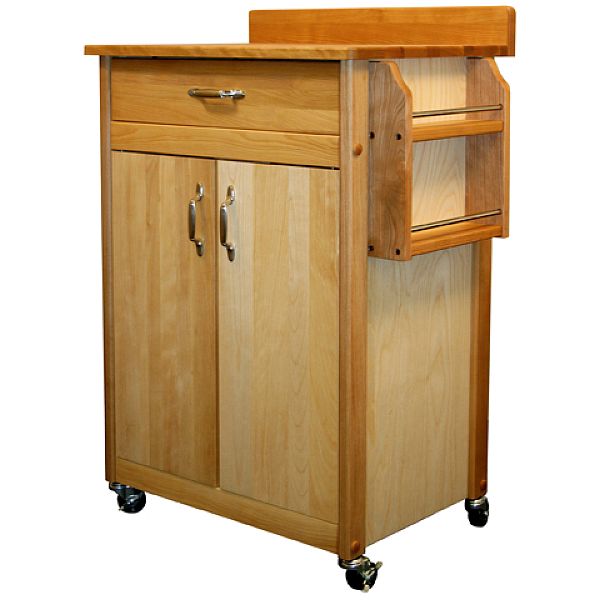 Cart Butcher Block W/Flat Doors and Backsplash