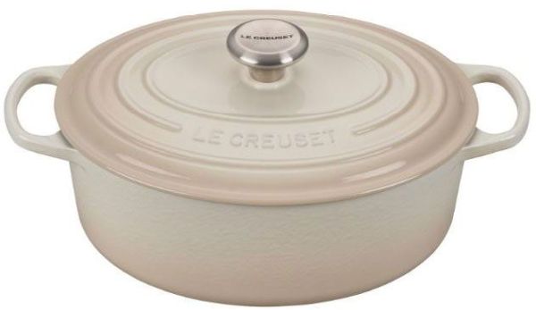 Oval Dutch Oven 5qt. Enameled Cast Iron, Meringue