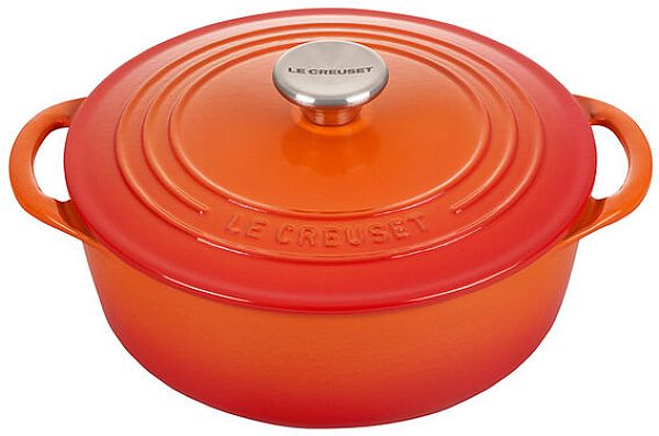 Shallow Round Dutch Oven 2.75qt. Enamel Cast Iron, Flame