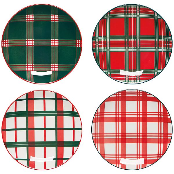 Plates, 6" Appetizer Holiday Plaid Set/4