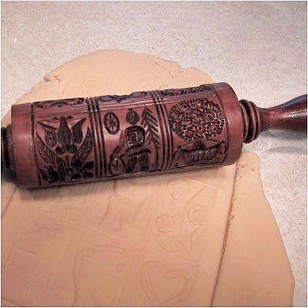 Rolling Pin Folk Art Cookie Mold