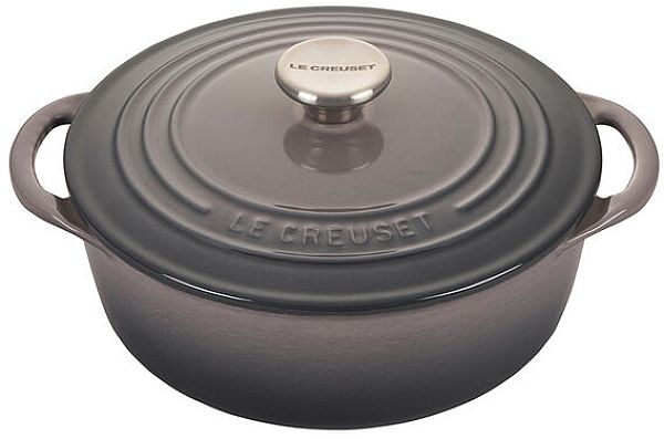 Shallow Round Dutch Oven 2.75qt. Enamel Cast Iron, Oyster