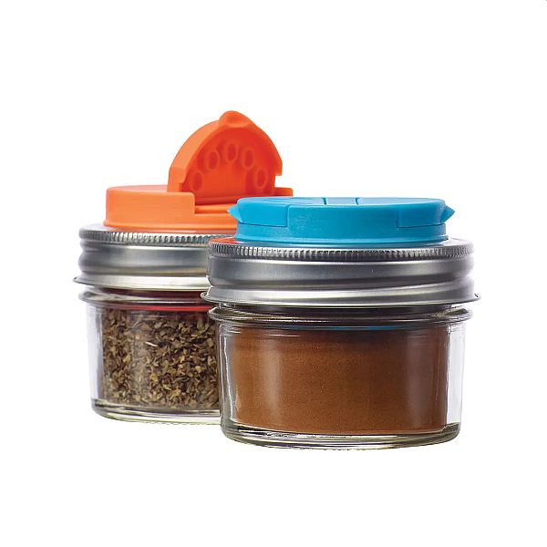 Jarware Spice Lids, Set/2 Orange & Blue